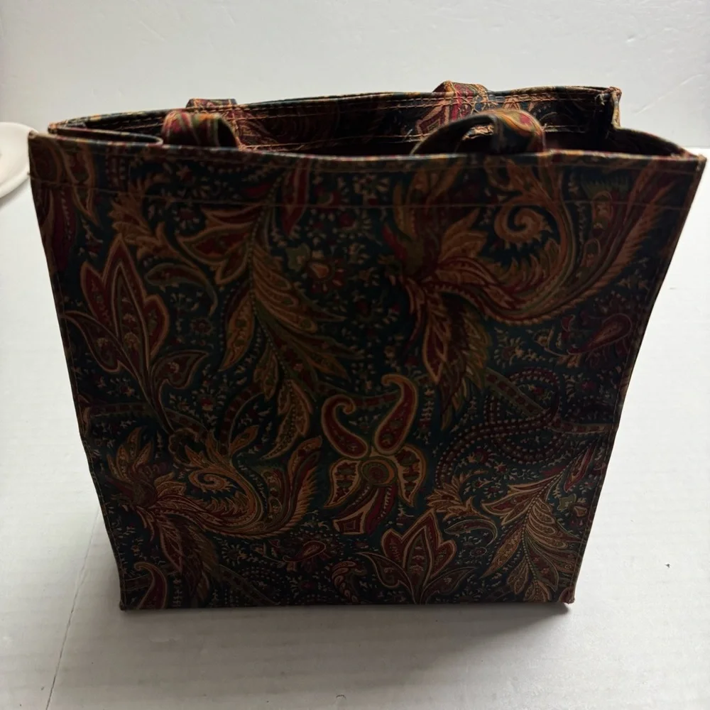Vintage MET The Metropolitan Museum of Art Polished Cotton Paisley Tote Flawed - Picture 3 of 11